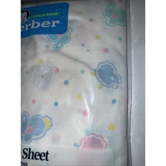Vintage Gerber Portable Crib Sheet 100% Cotton Fits 24x38 In Mattress Soft Knit - Picture 4 of 8